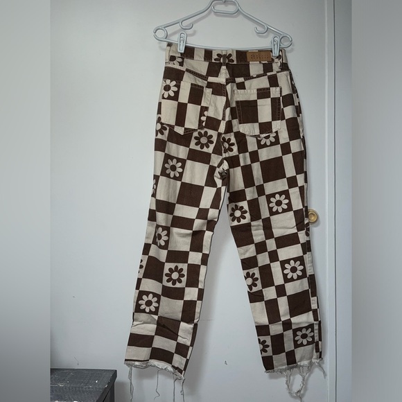 PacSun Eco Flower Checkerboard High Waisted Straight Leg Jeans - Picture 4 of 10